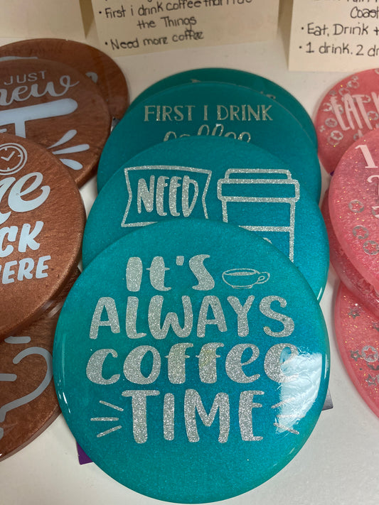 RESIN DRINK COASTERS TODAYS GOOD MOOD SET OF 4