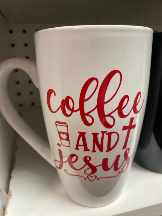 WHITE COFFEE MUG COFFEE & JESUS