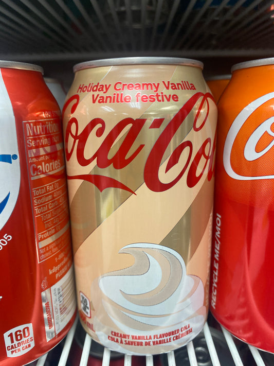 Holiday creamy vanilla coke single can