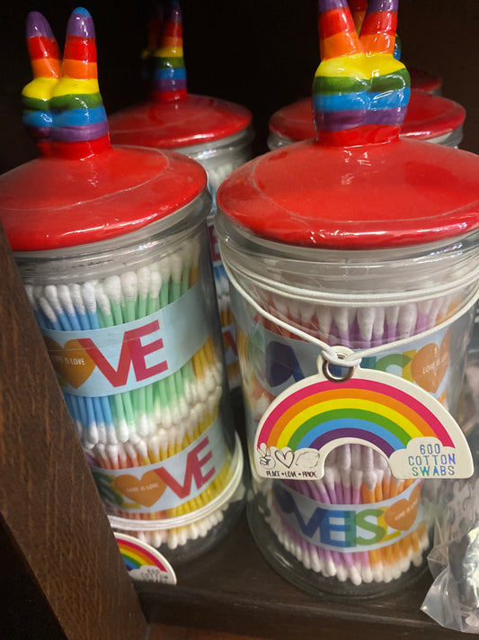 GLASS Q TIP FILLED JAR