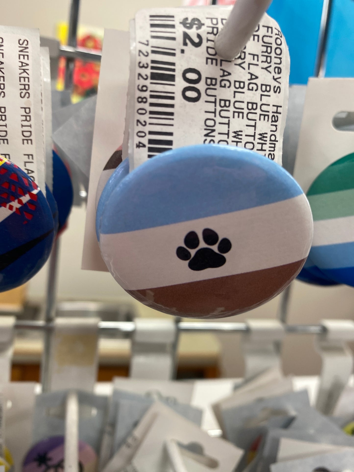 FURRY BLUE WHITE BROWN PRIDE FLAG BUTTON