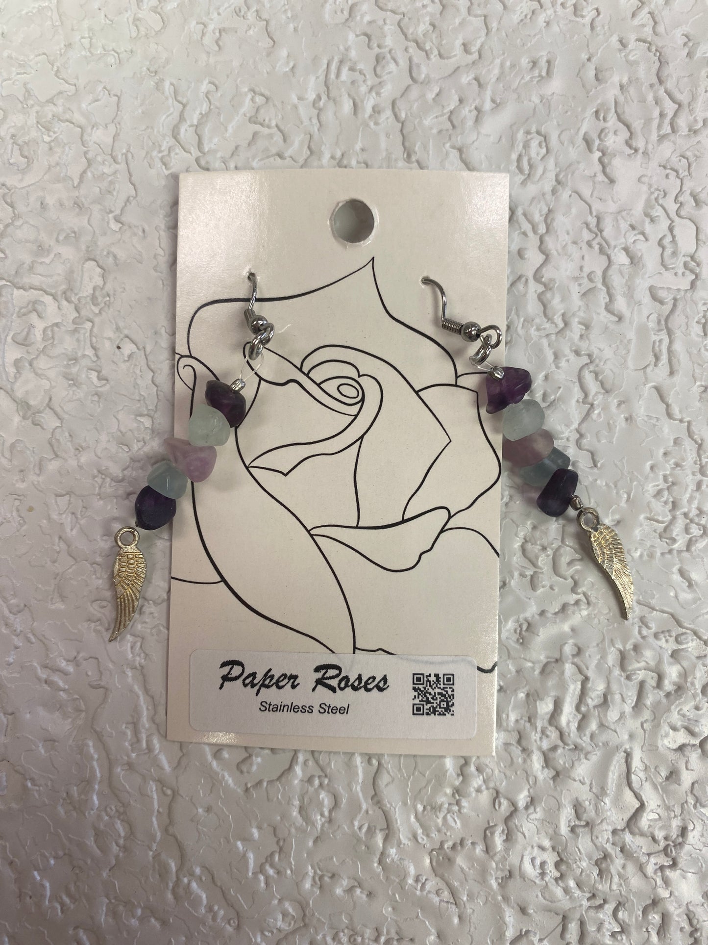 FLUORITE PURPLE WING EARRINGS