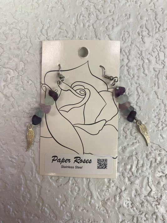 FLUORITE PURPLE WING EARRINGS