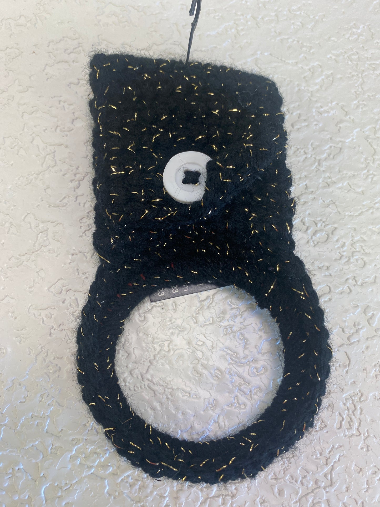 TEATOWEL HOLDER BLACK W GOLD SPARKLE