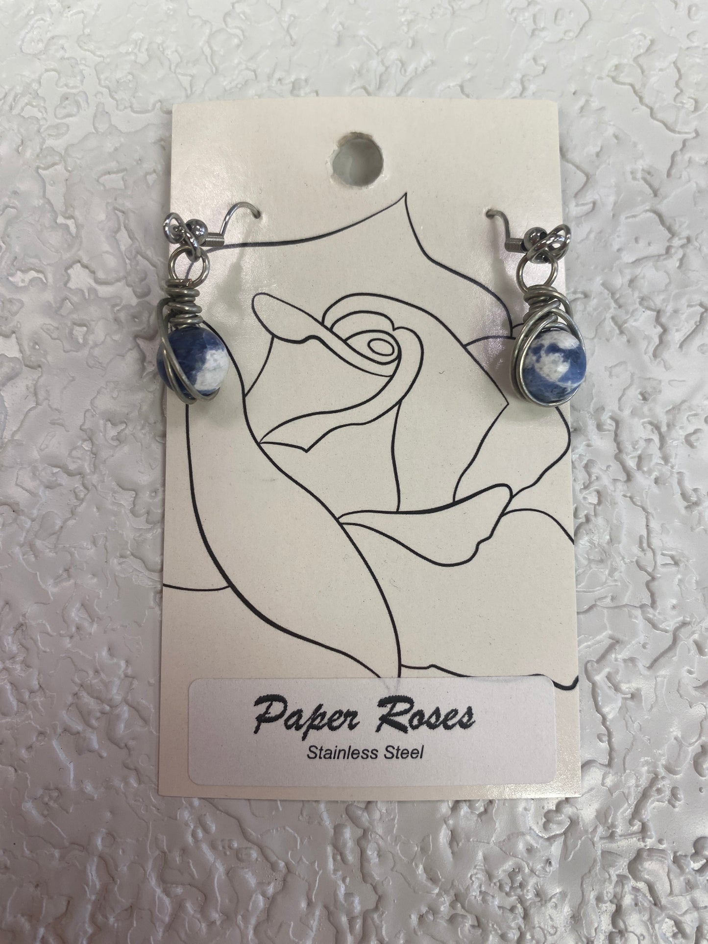 SODALITE BLUE WIRE WRAP EARRINGS