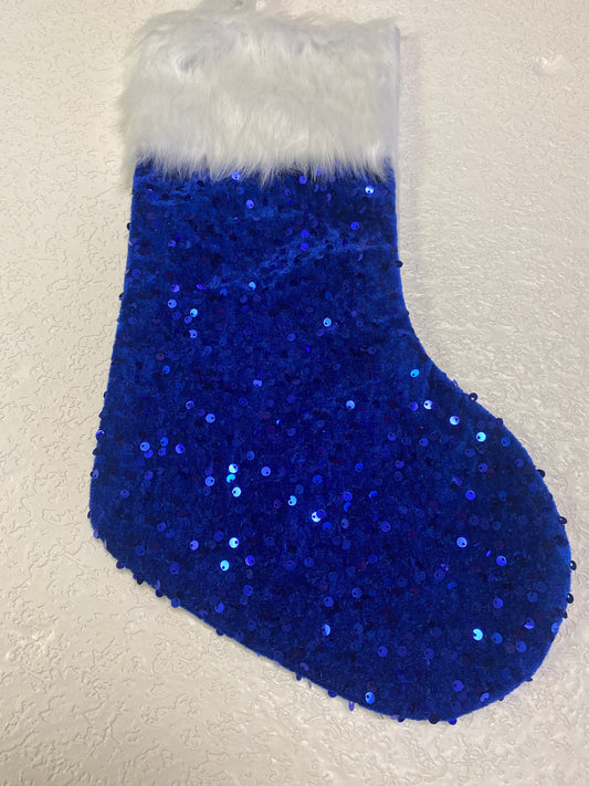 DEEP BLUE SPARKLE XMAS STOCKING
