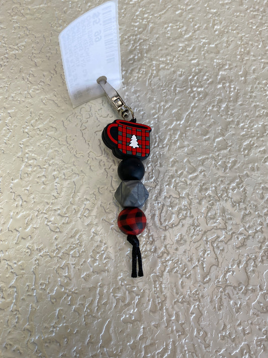 CHRISTMAS PLAID CUP & TREE SHORT KEYCHAIN