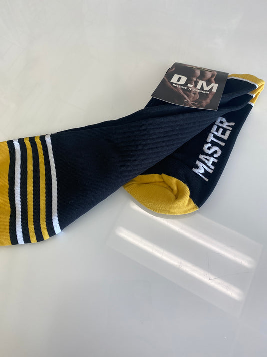 MENS STRIPED HIGH FOOTBALL SOCKS YELLOW MASTER