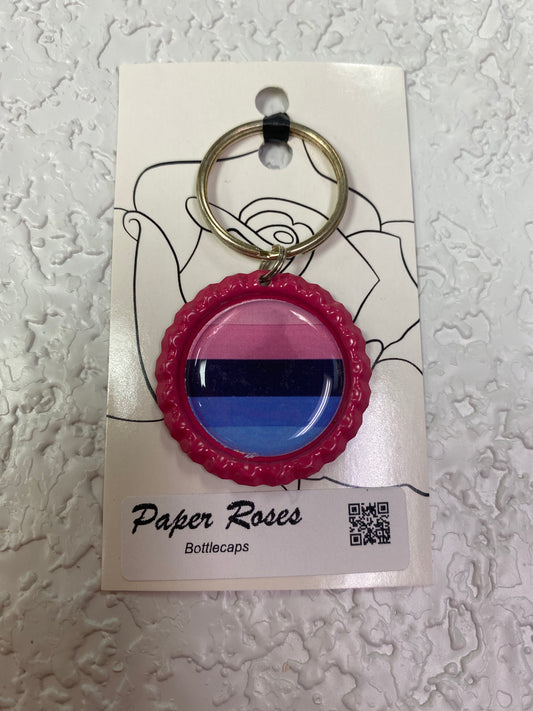 PINK PRIDE BOTTLE CAP KEYCHAIN