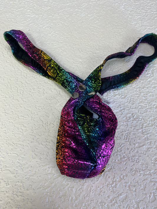 MENS SEXY RAINBOW SNAKE PRINT THONG ONE SIZE