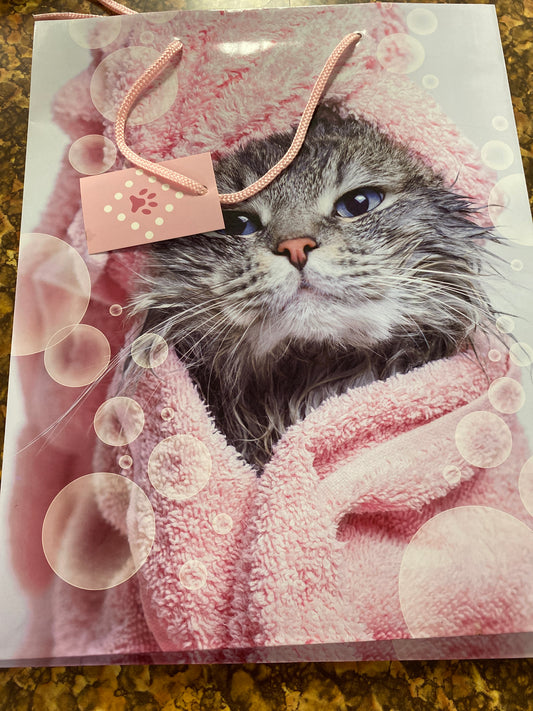 MEDIUM GIFT BAG KITTY BATH TOWEL