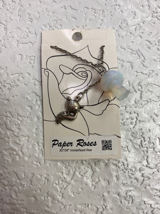 WHITE OPALITE MUSHROOM NECKLACE