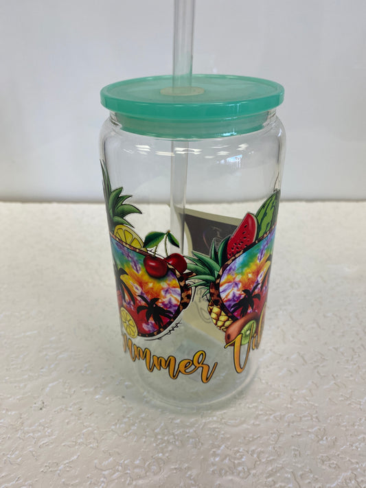 SUMMER VIBES GLASS BOTTLE