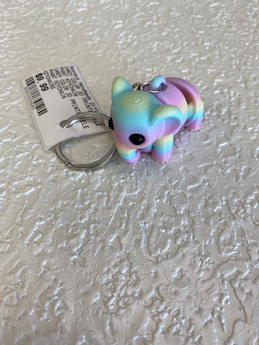 CANDY COLOR 3D PRINTED ELEPHANT KEYCHAIN