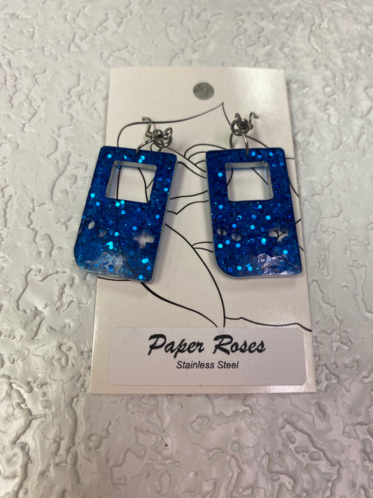 BLUE GAMING RETRO EARRINGS
