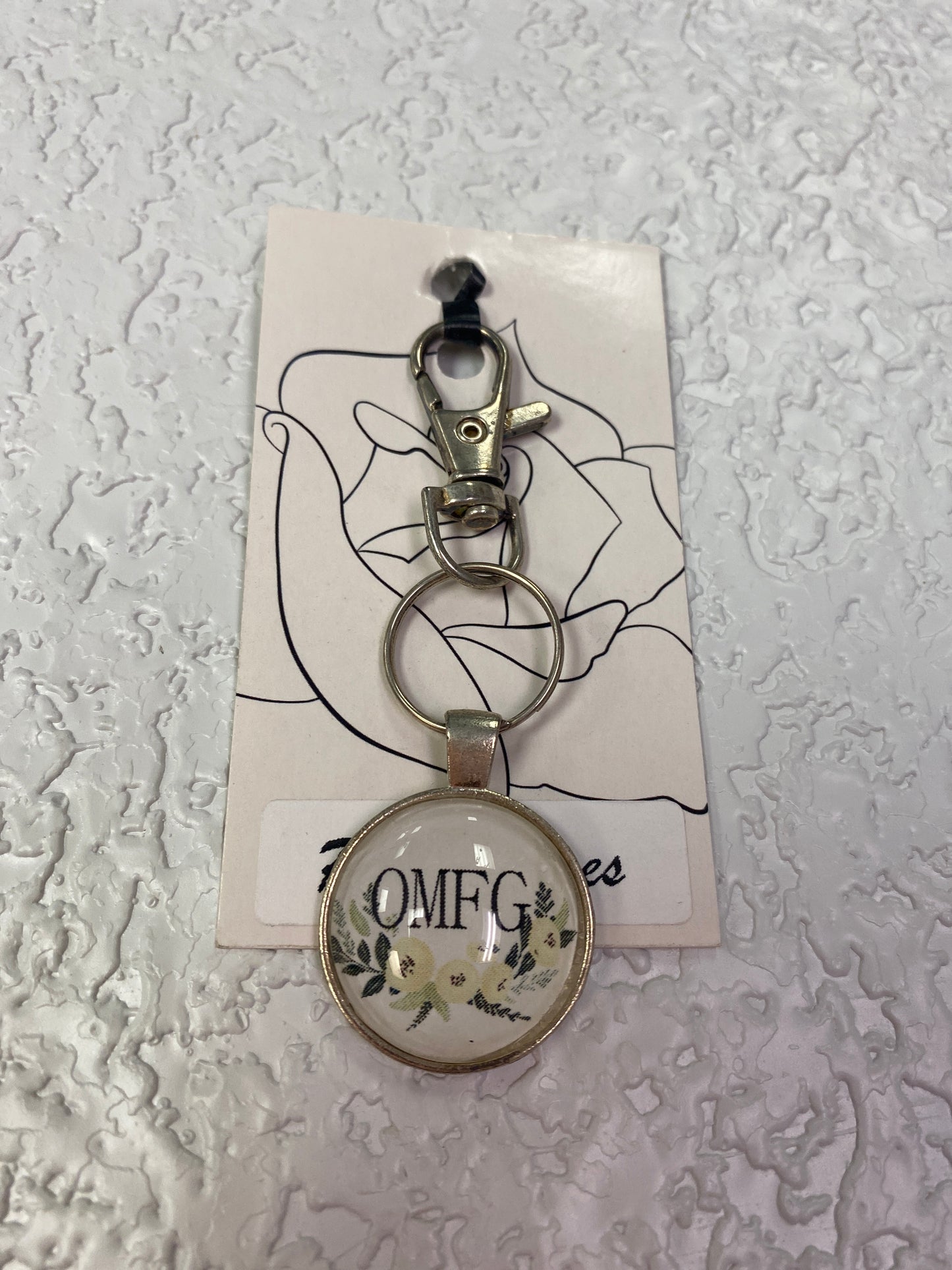 OMFG SILVER KEYCHAIN