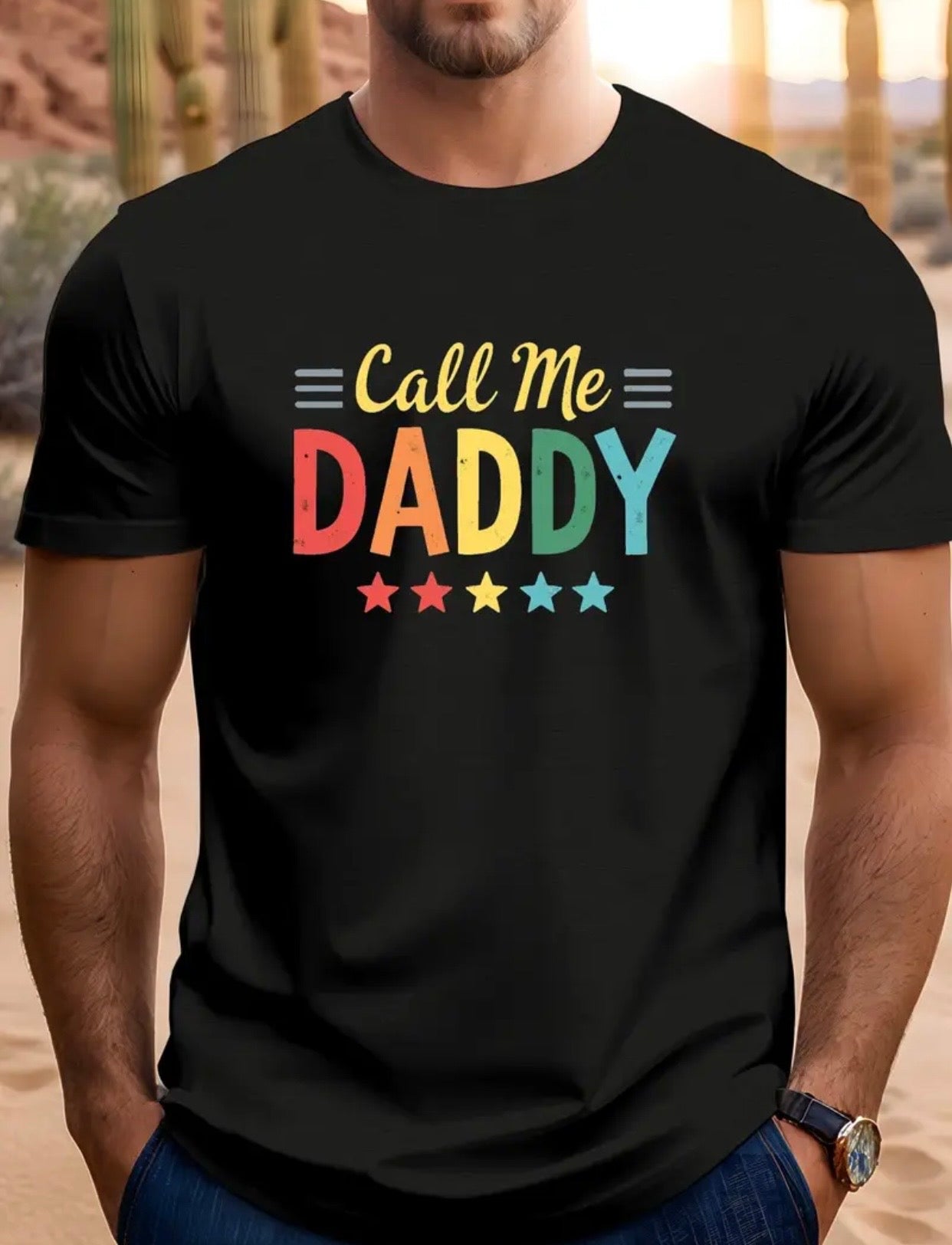 CALL ME DADDY RAINBOW BLACK SHIRT