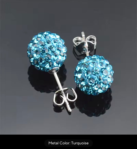 CRYSTAL BALL EARRINGS TURQUOISE