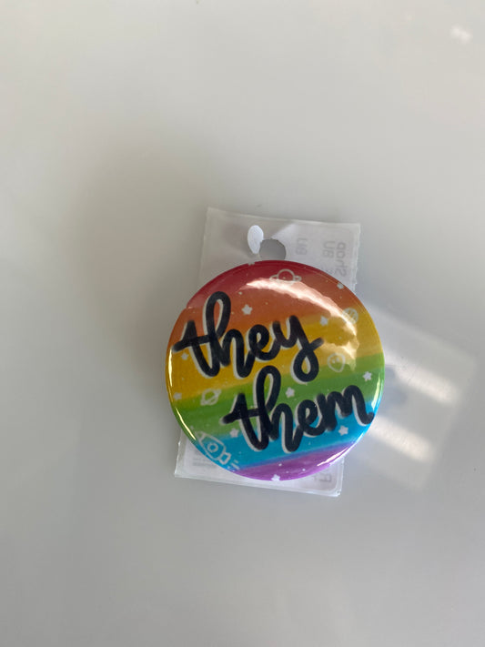 THEY THEM RAINBOW SPACE BUTTON