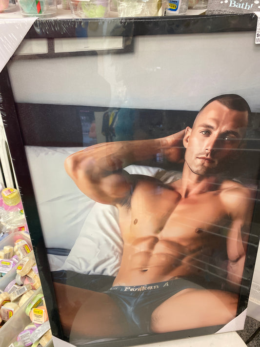 FIT MAN SHOWCASING HIS ABS CANVAS ART