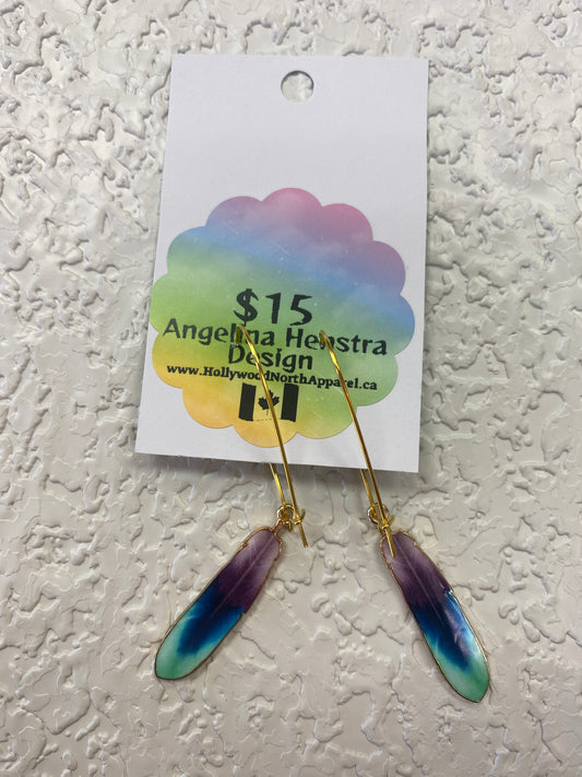 FEATHER BLUE PURPLE EARRINGS