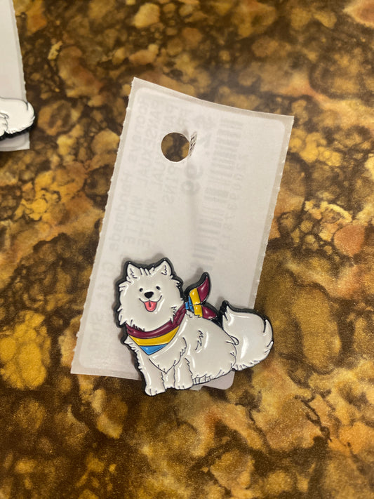 PANSEXUAL WHITE DOG PIN