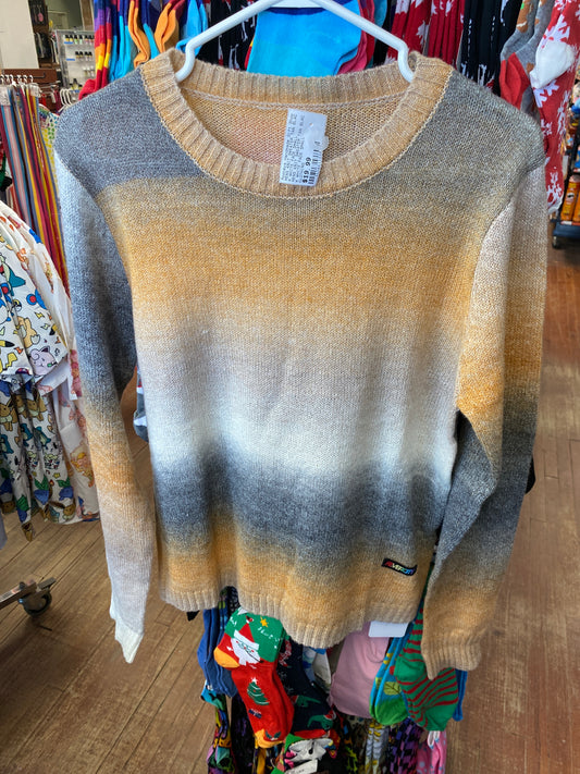 MENS KNIT SWEATER TAN BLACK WHITE FADE SMALL