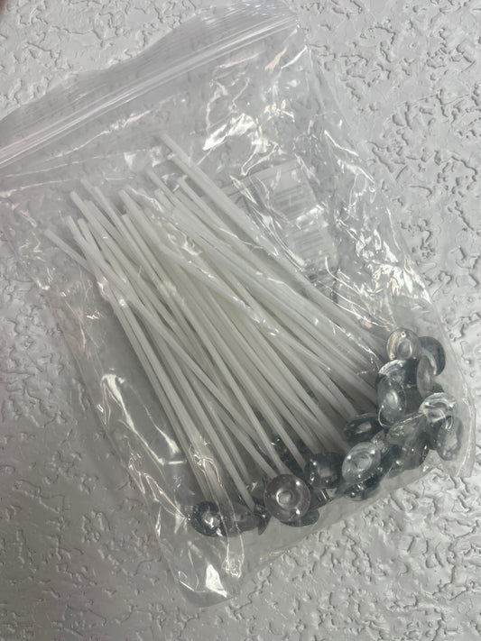 50PK PRE WAXED CANDLE WICKS 3.94 INCHES