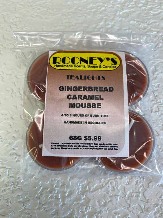 GINGERBREAD CARAMEL MOUSSE 4 PACK TEALIGHT CANDLES