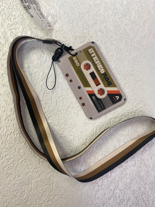 BROWN TAPE LANYARD WITH HOLDER