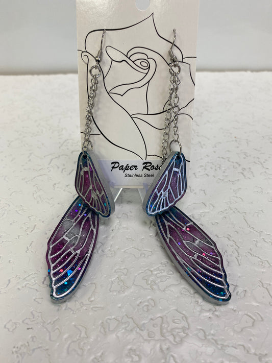 TWO WINGS TRANS DANGLING EARRINGS