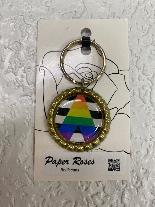 GOLD ALLY PRIDE BOTTLE CAP KEYCHAIN