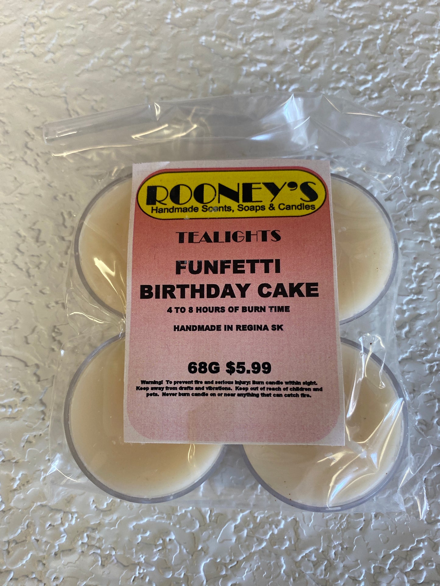 FUNFETTI BIRTHDAY CAKE 4 PK TEALIGHTS