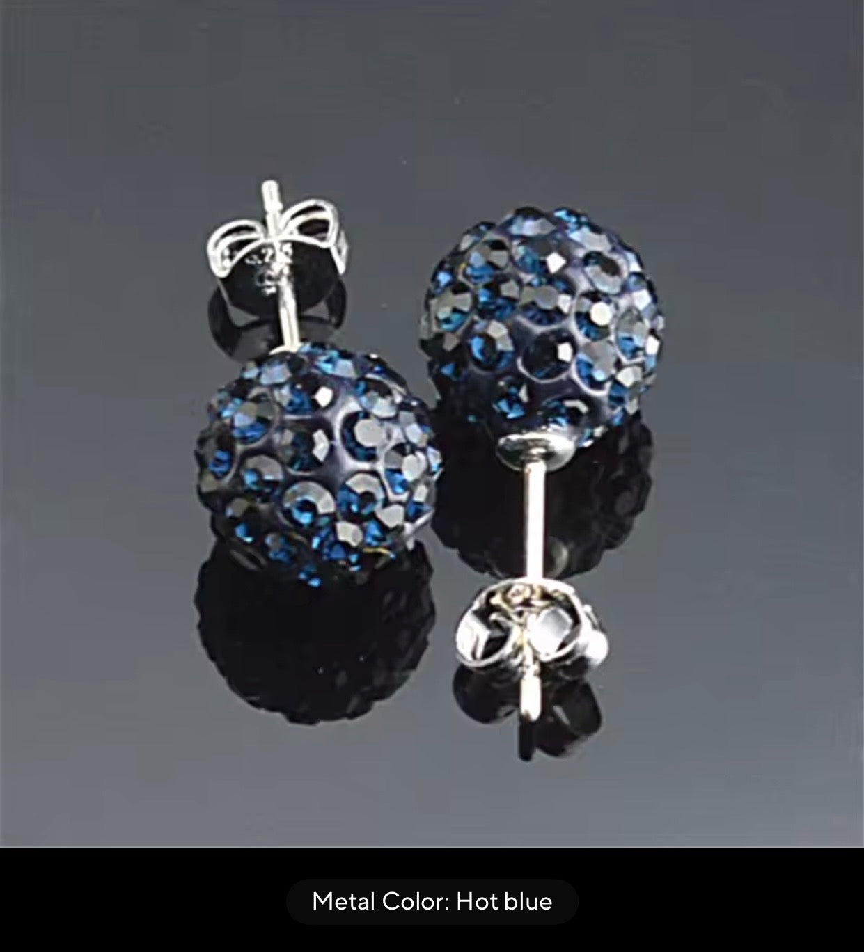 CRYSTAL BALL EARRINGS HOT BLUE