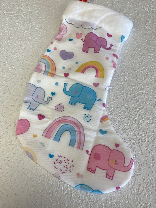 FESTIVE CHRISTMAS STOCKING WITH CUTE ELEPHANTS & R