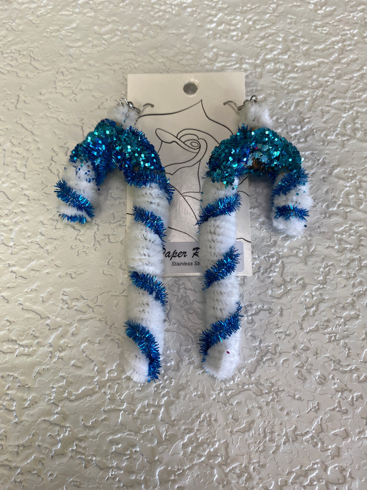 BLUE CANDY CANE EARRINGS