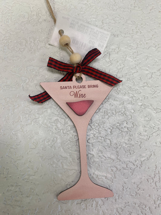 WOOD SANTA PLEASE ORN