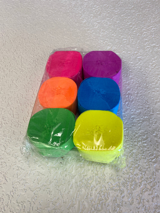GLOW IN THE DARK 6 PACK CREPE PAPER ROLLS