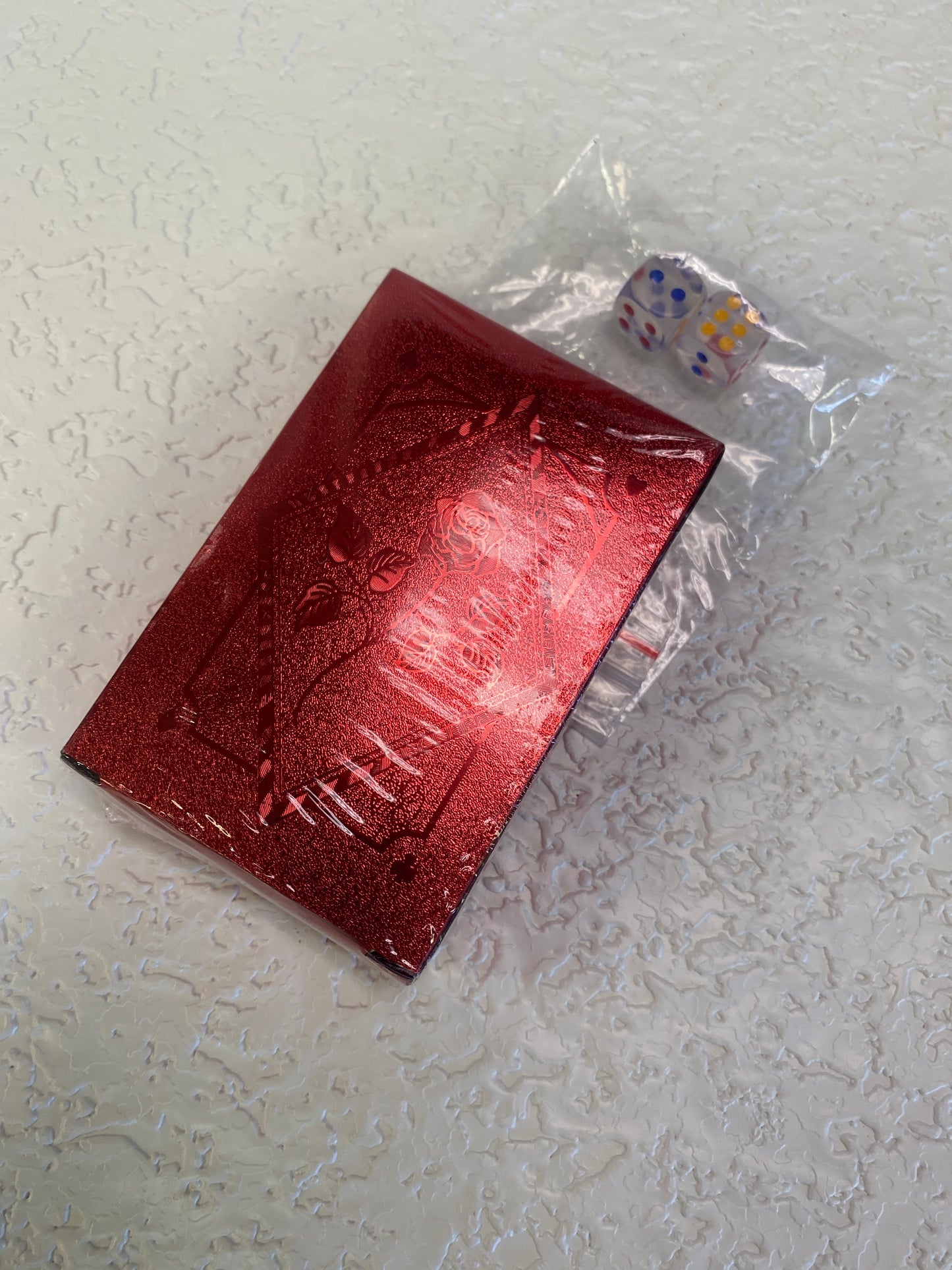 RED DURABLE PLAYING CARDS WITH DICE