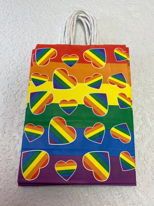 SMALL PAPER GIFT BAG RAINBOW HEARTS