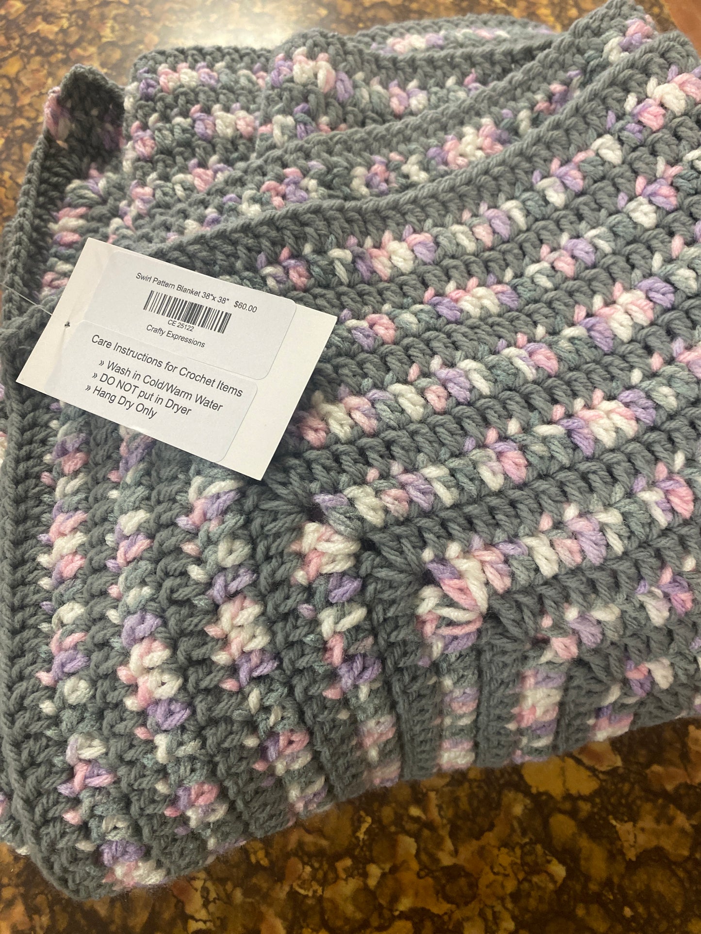 Swirl pattern blanket 38”x38”