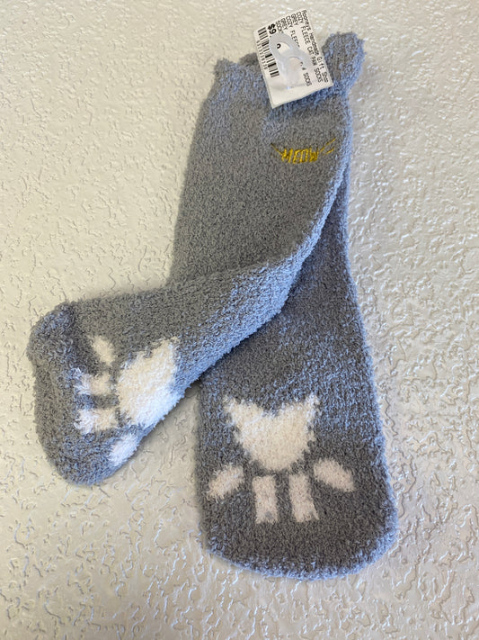 COZY FLEECE CAT PAW SOCKS GREY