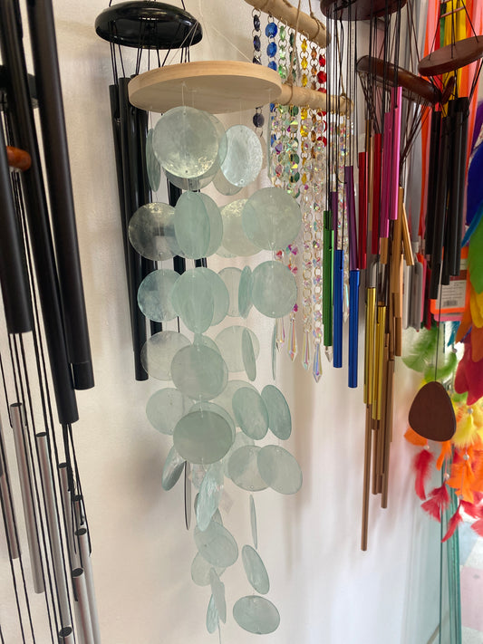 WOODEN SEA GLASS WIND CHIMES