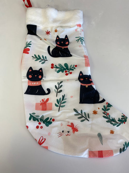 FESTIVE BLACK CAT CHRISTMAS STOCKING