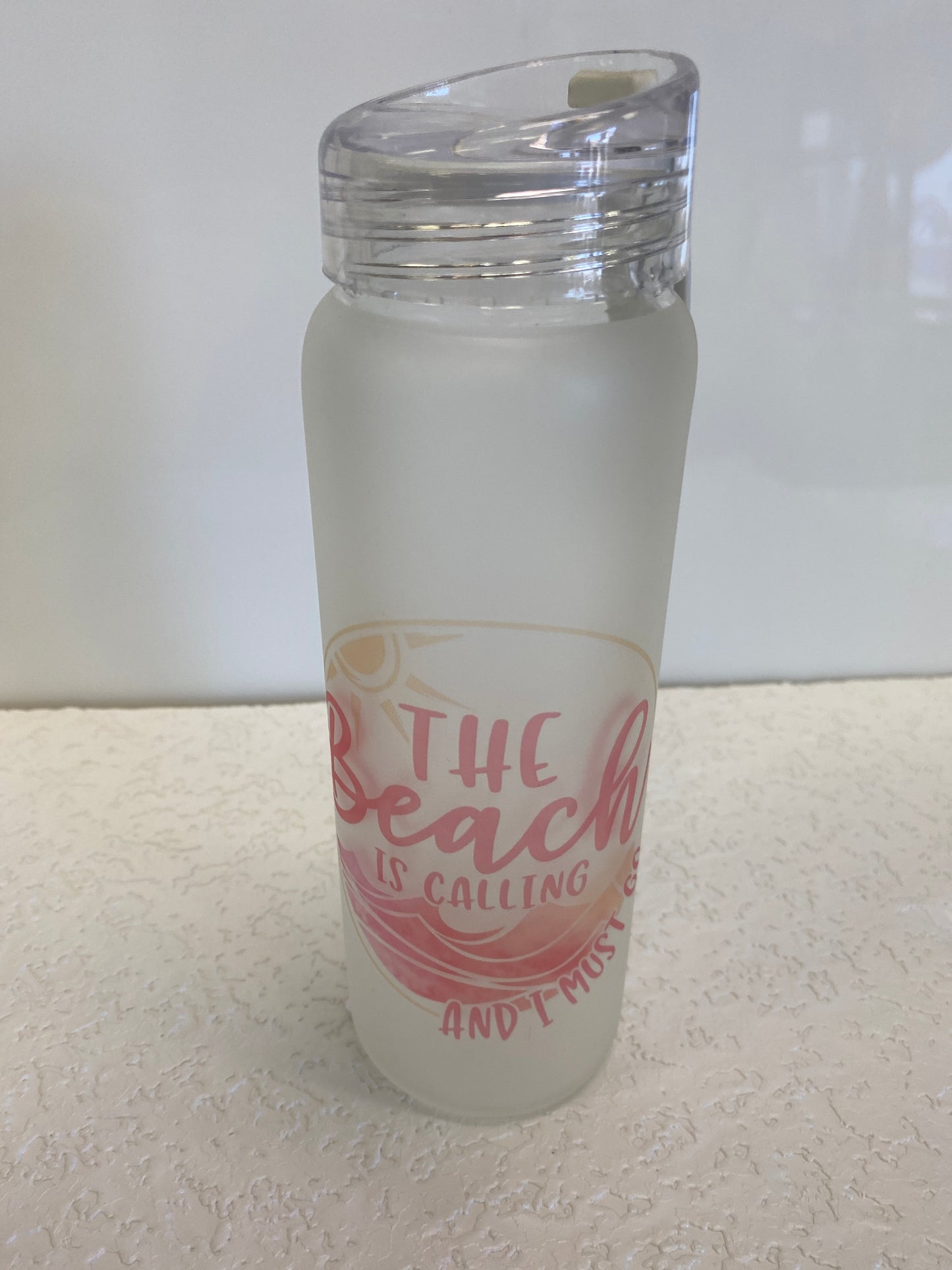 GLASS BOTTLE THE BEACH IS CALLING