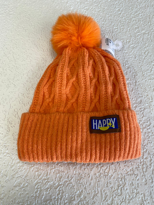 ORANGE KNIT BEANIE HAT