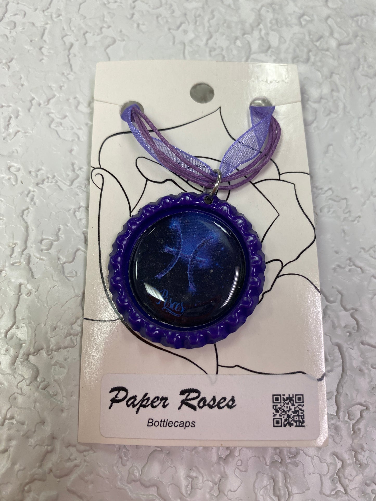 PURPLE PISC BOTTLE CAP NECKLACE