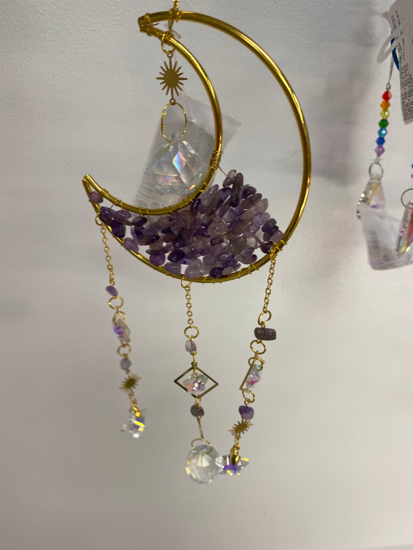 PURPLE STONE MOON SUN CATCHER