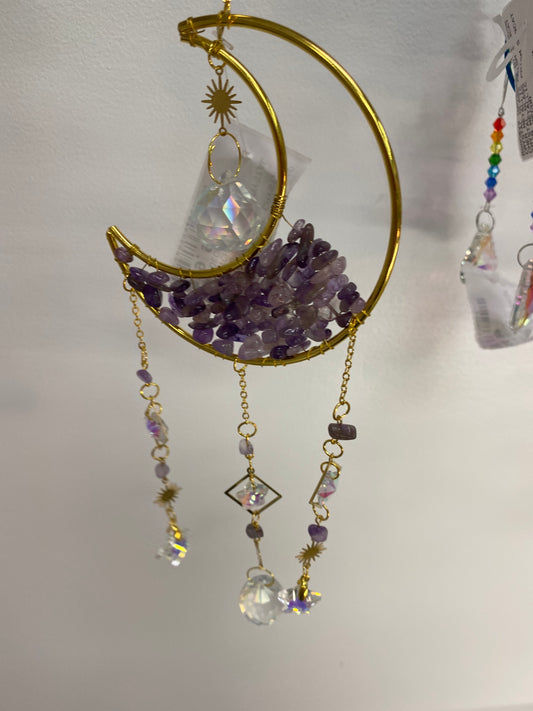 PURPLE STONE MOON SUN CATCHER