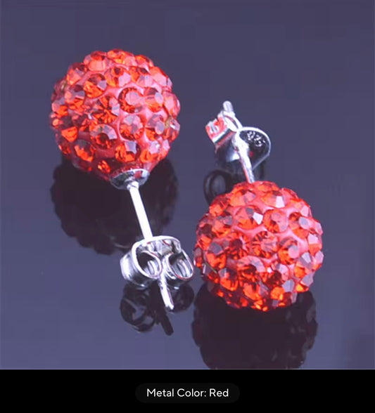 CRYSTAL BALL EARRINGS RED